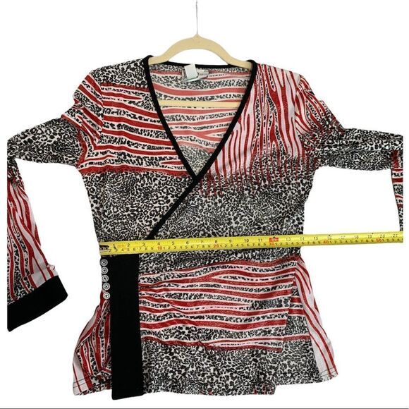 Joseph Ribkoff Cheetah Print Wrap Top - Picture 10 of 10